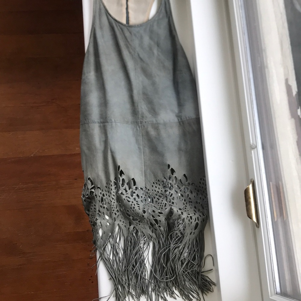 Gorgeous italian leather top with fringe